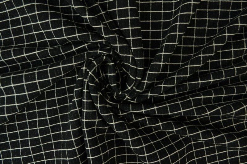 Cotton jersey checks 12 black